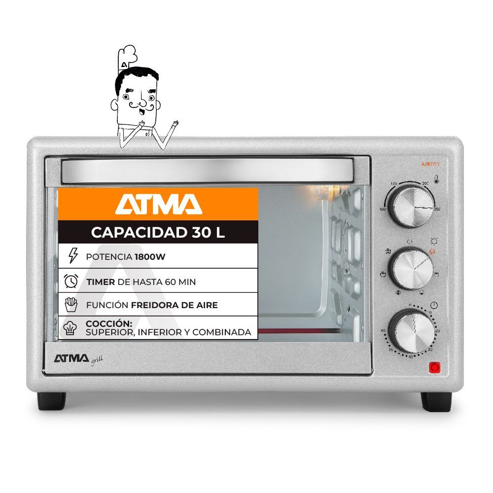 Freidora de Aire Atma y Hornito Eléctrico ATMA HGFA3023PI 30Lts