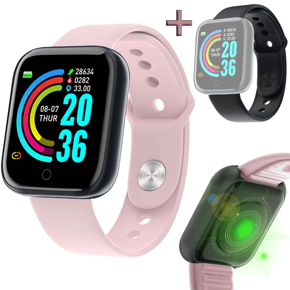 Reloj Bluetooth Smartwatch Inteligente D20 Malla Rosa Correa Extra