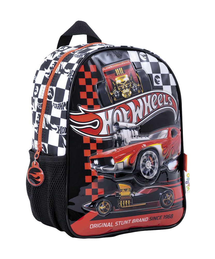 Hot Wheels Mochila 12 Espalda Red Cars Negro