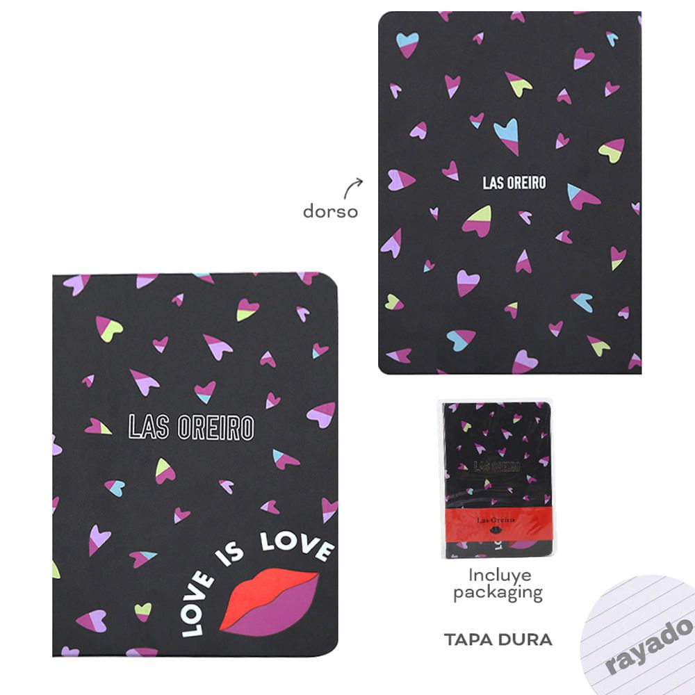 Cuaderno Las Oreiro Tapa Dura Rayado Estampado