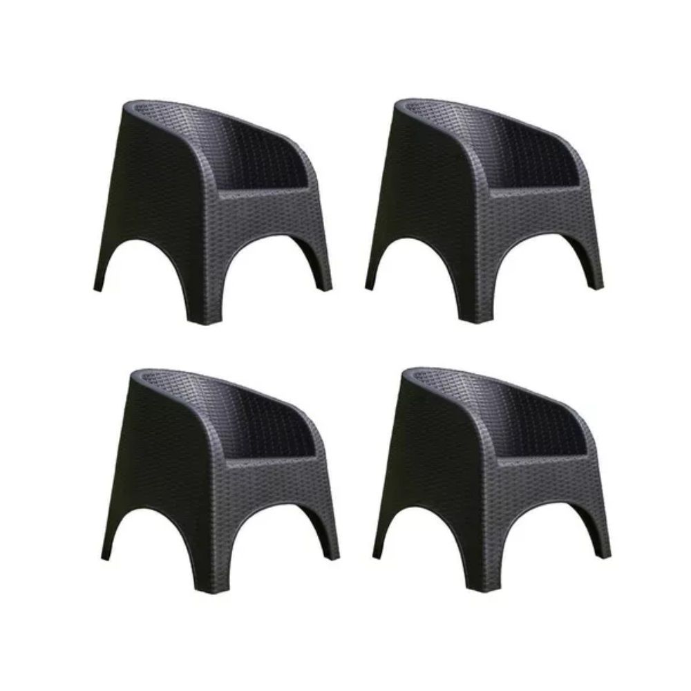 Sillon Plastico Simil Ratan Apilable Reforzado Alejo Pack 4