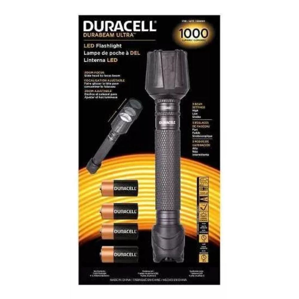 Linterna Led Duracell Acero Pilas Lumenes