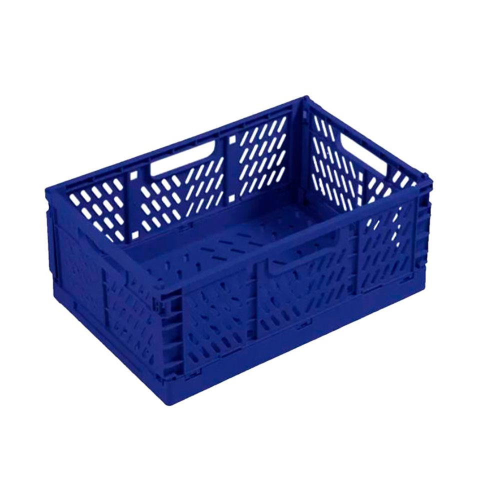 Canasta Organizadora Plegable Y Apilable Multiuso Azul