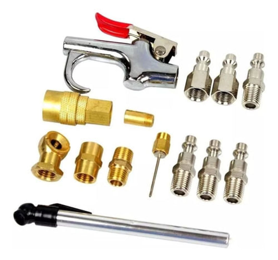 Set Accesorios Neumaticos Aire 14 Piezas Acoples Conectores Puntas Picos