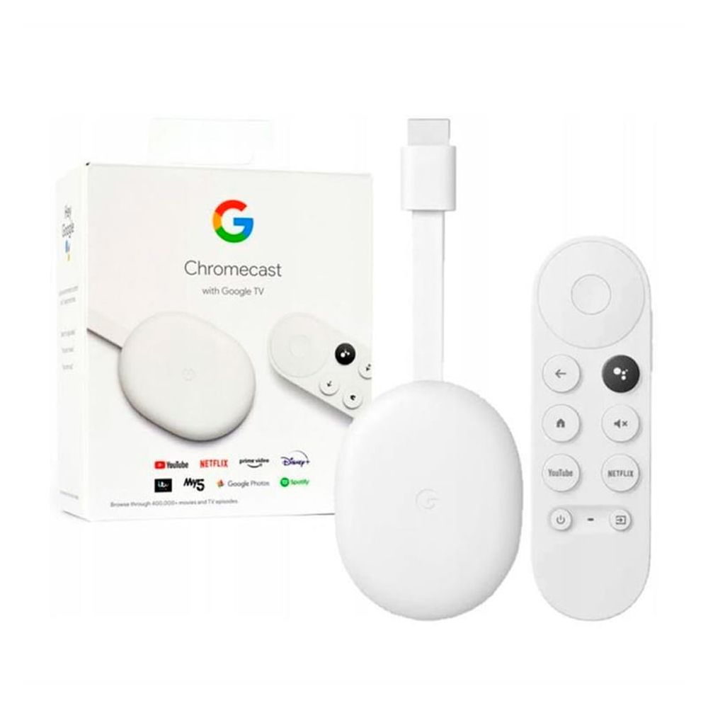 Convertidor Smart TV 4K Google Chromecast 4 GA01919-US 2/8GB C/Control  Remoto Blanco