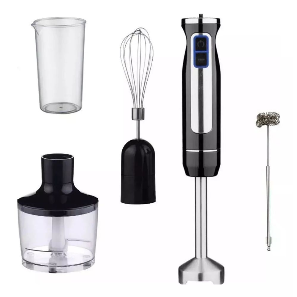 Minipimer Mixer Completa C/batidor Y Procesador Color Negro