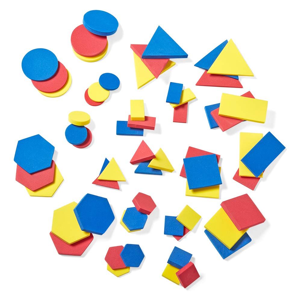 Edxeducation Bloques De Atributos Transparentes – Set De 60 Piezas De Plástico En 5 Formas Y 3 Colores, Ideal Para Mesa De Luz Y Juegos Sensoriales