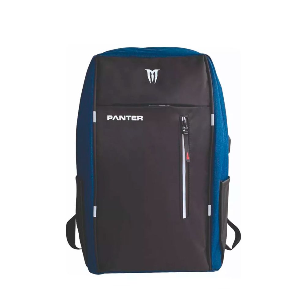 Mochila Con Puerto Usb Lts Panter Bp Cm De Cable Azul Y Negro