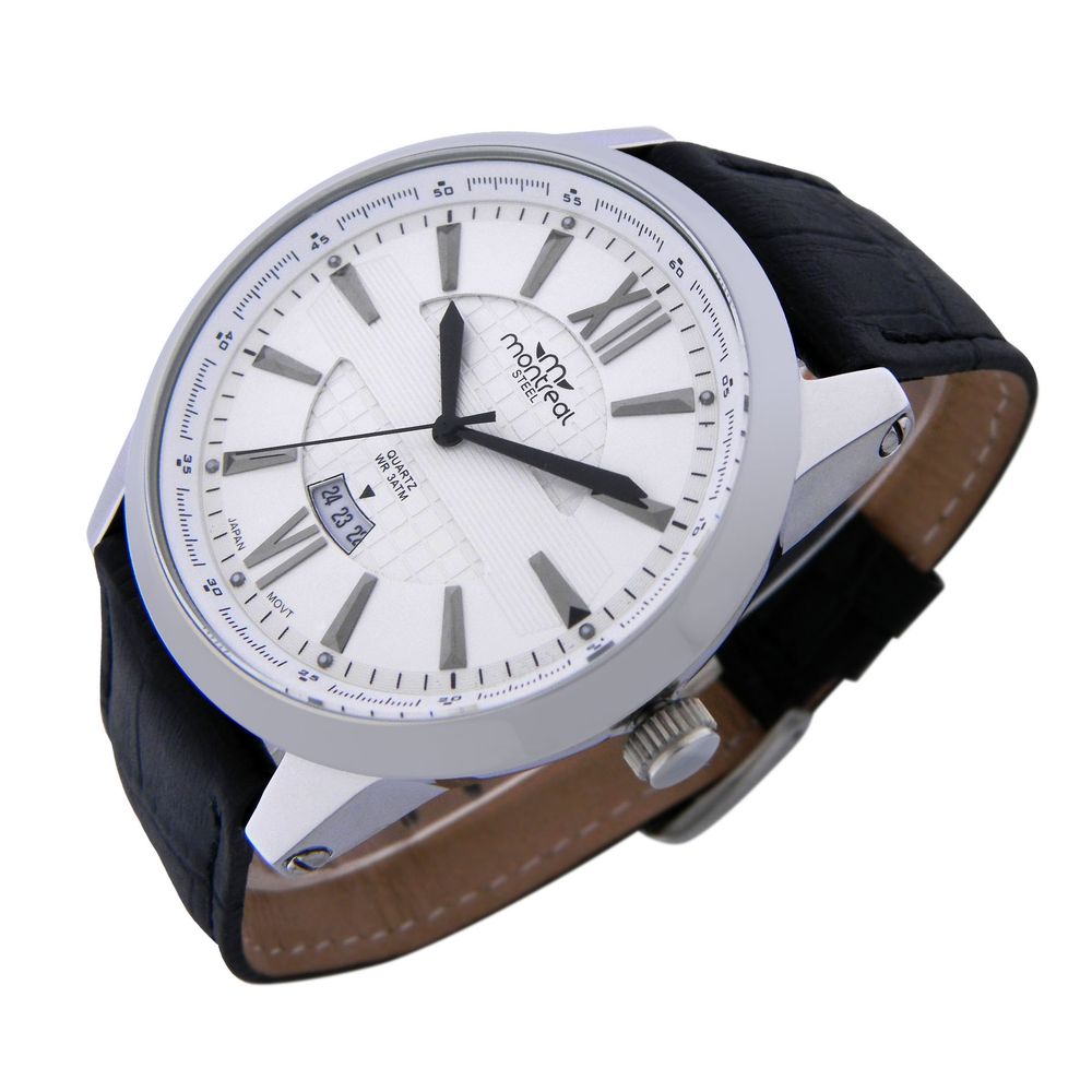 Reloj Negro Montreal Acero-Calendario