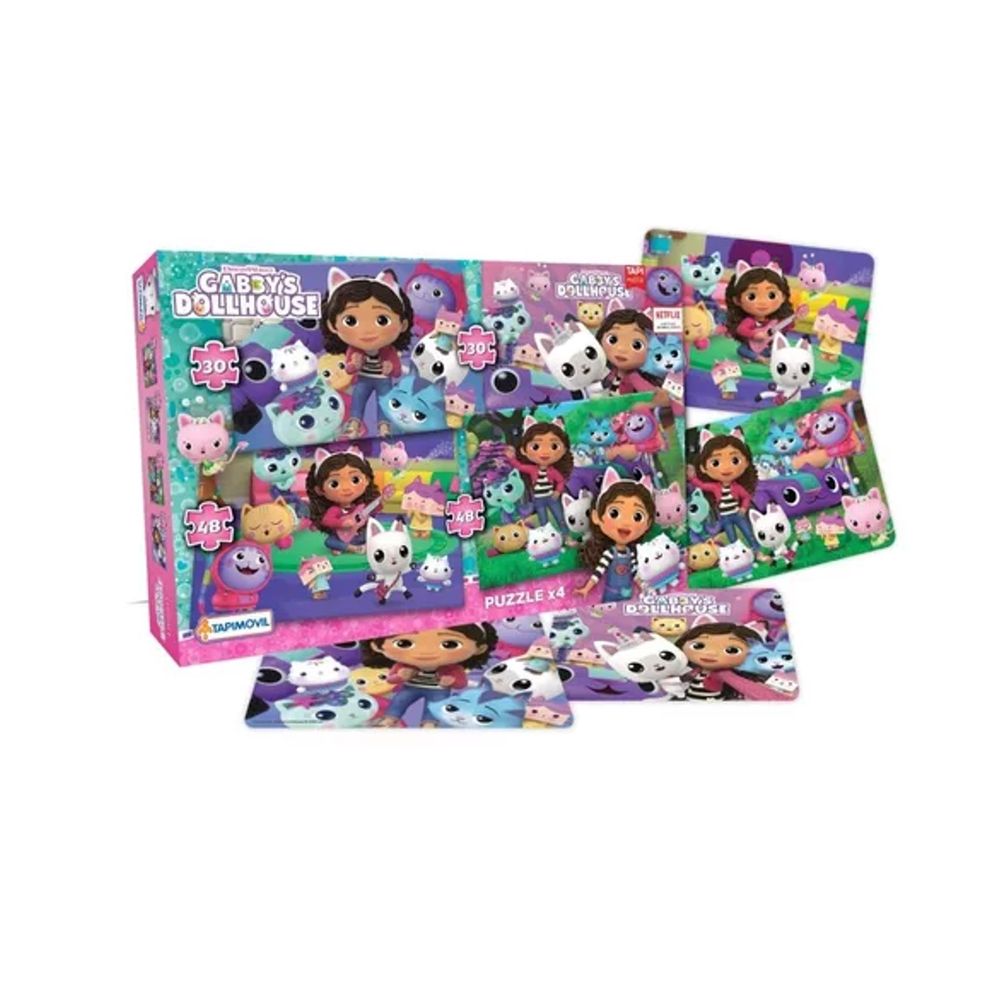 Rompecabezas X4 Gabby's Dollhouse 30 Y 48 Piezas Tapimovil