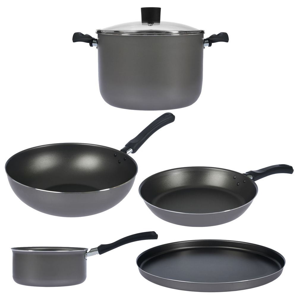 Bateria De Cocina Piezas Olla Sarten Wok Aston Plata