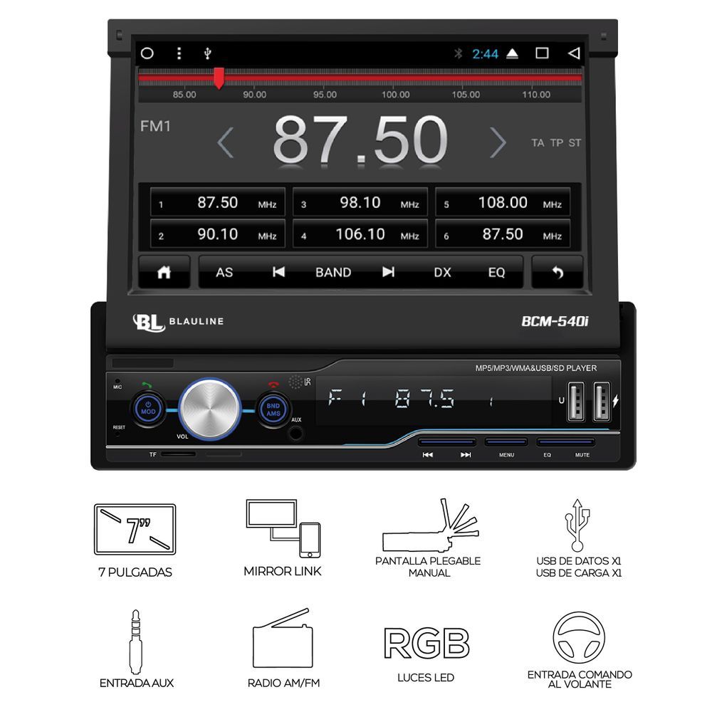 Estereo Pantalla Rebatible Blauline Bcm 540i Multimedia