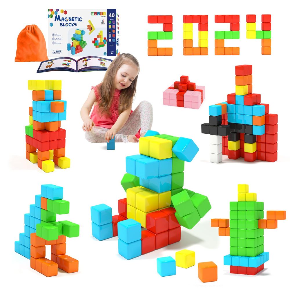 FAMOPLAY Bloques magnéticos 60 unidades bloques de construcción cubos FAMOPLAY Bloques magnéticos 60 unidades bloques de construcción cubos