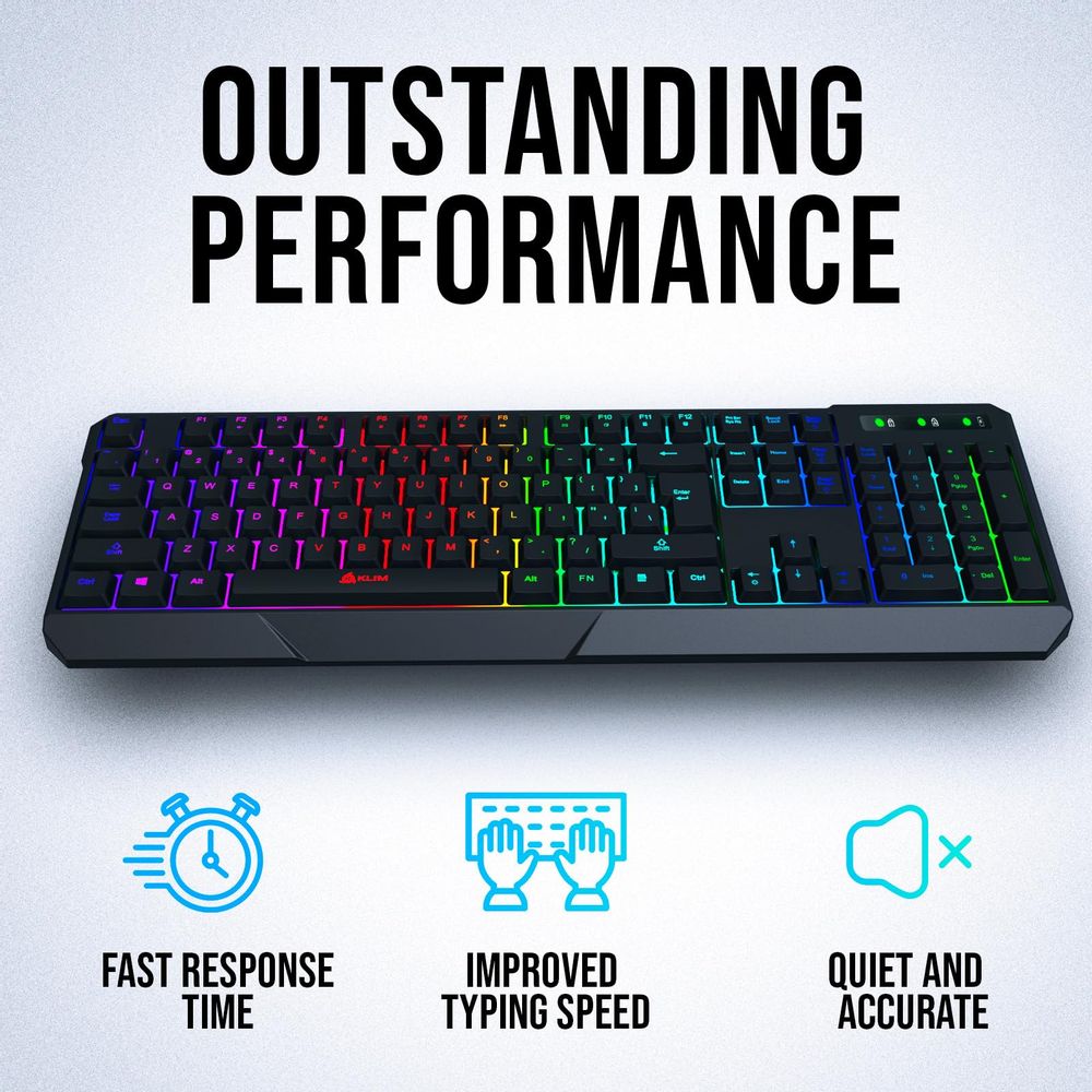 KLIM Chroma Teclado inalámbrico español (España), teclado inalámbrico retroiluminado RGB, batería recargable, silencioso, resistente al agua, Plug & Play para PC, Mac, PS4/PS5