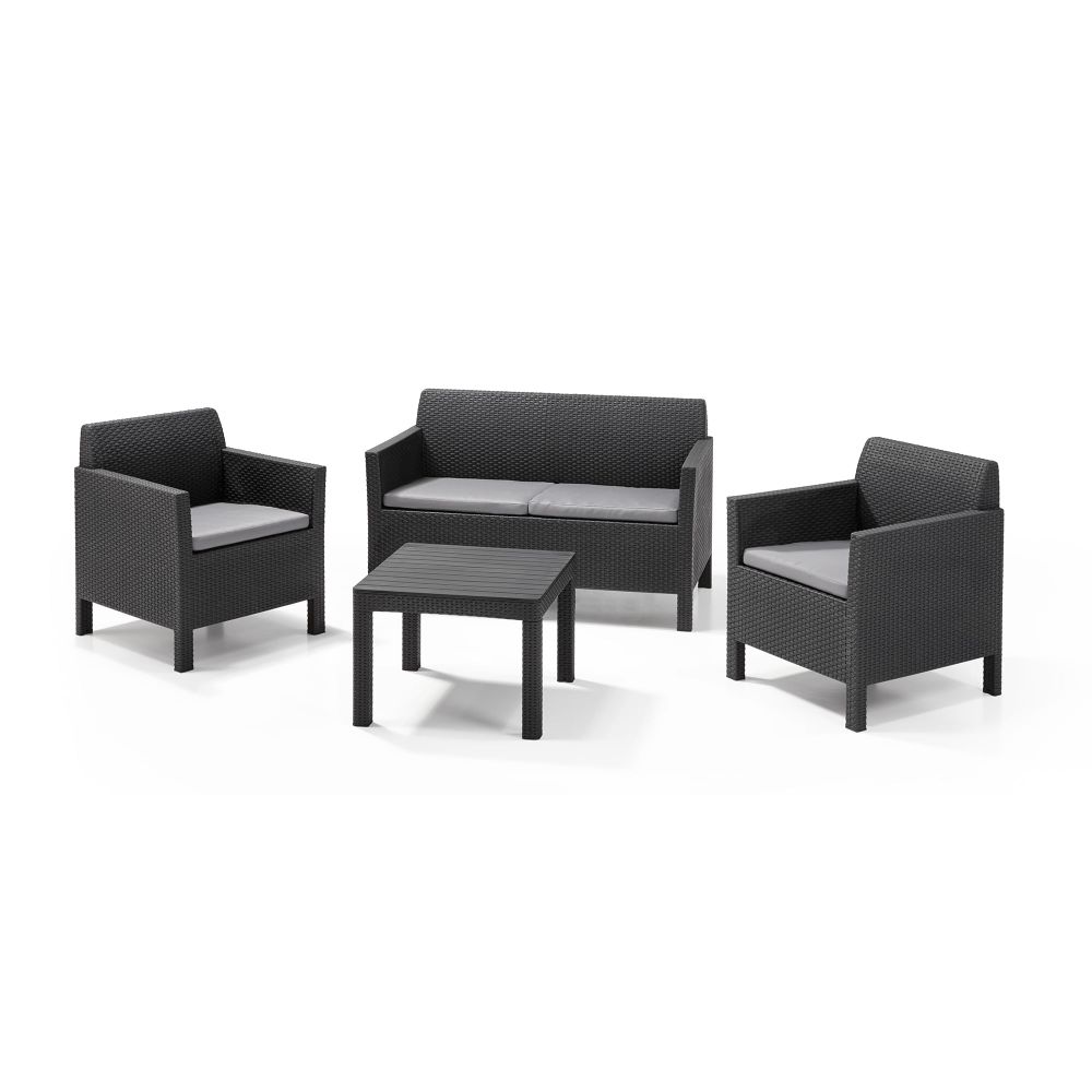 Juego De Living Jardin Exterior Rattan 2 Cuerpos Orlando