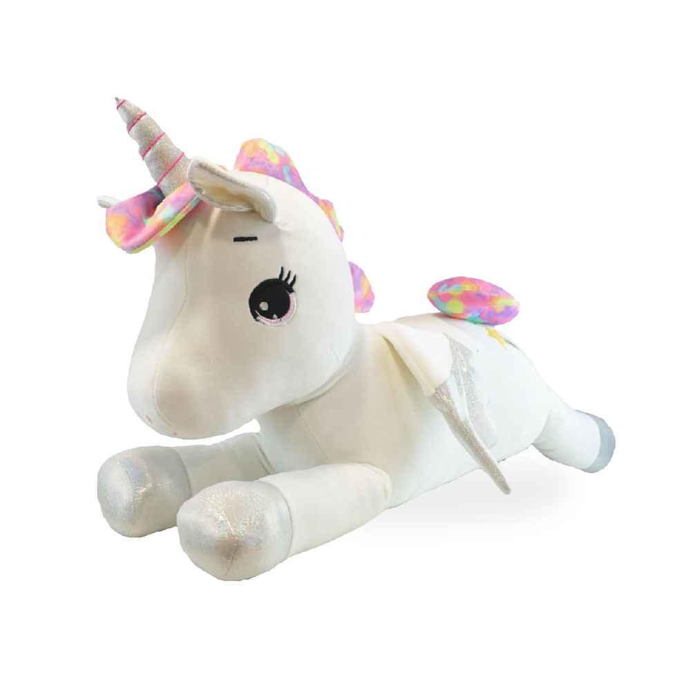 Peluche Unicornio Blanco Pelo Corto 80 Cm