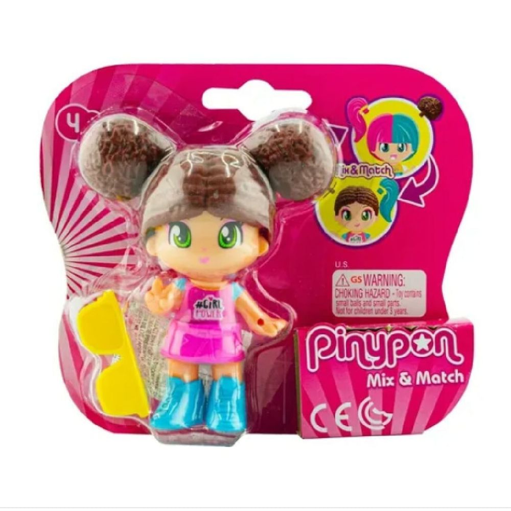 Pinypon Mix & Max Neon Party - Conteneur Avec 5 Figurines Fluos - Enfants 4-8 Ans