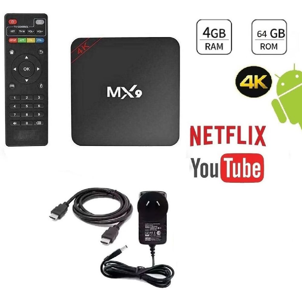 Tv Box Convertidor a smart tv android entretenimiento 4k 4gb ram
