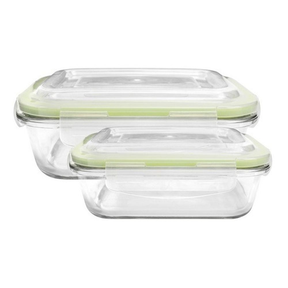 Freezer Transparente Set De 2 Fuentes Rectangulares Horno Freezer Microondas Color Transparente