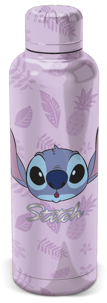 Botella De Agua Aluminio Stitch & Angel Rosa