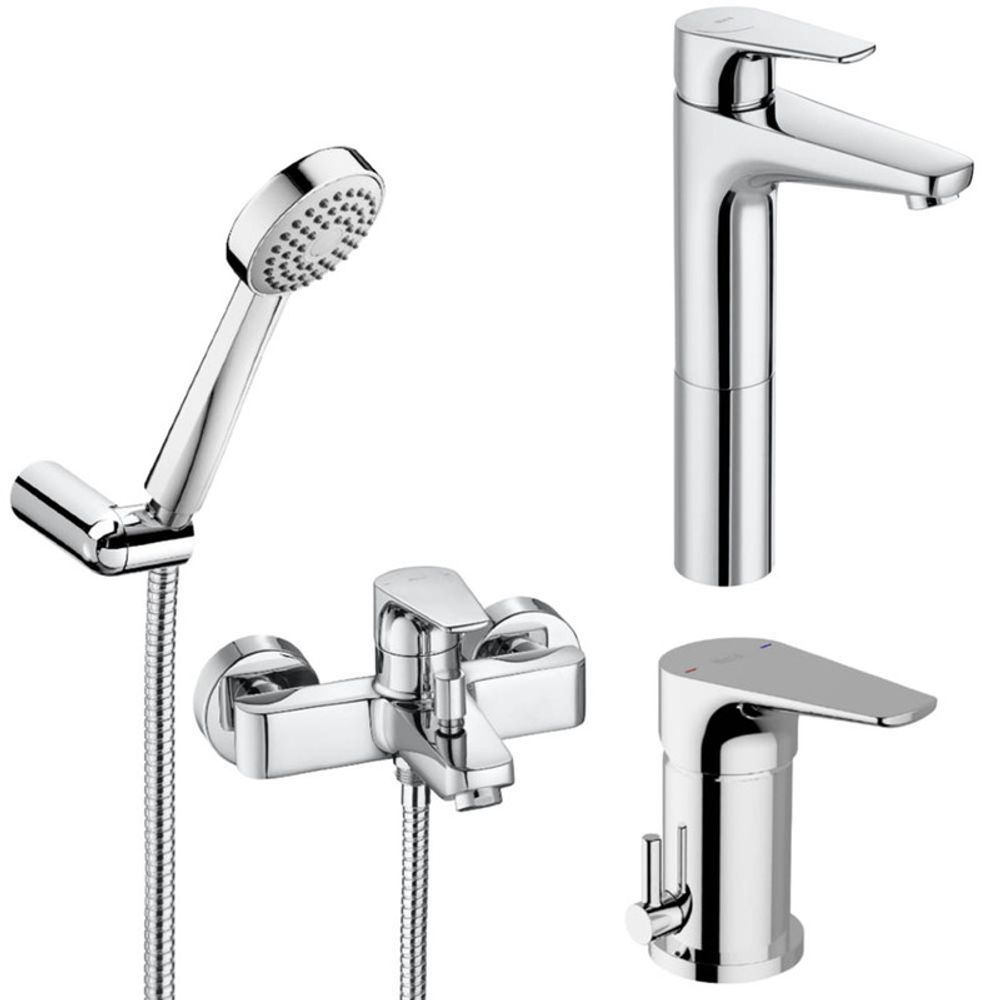 Combo Griferia Roca Atlas Lavat Alto Y Ducha Exterior Con Transferencia