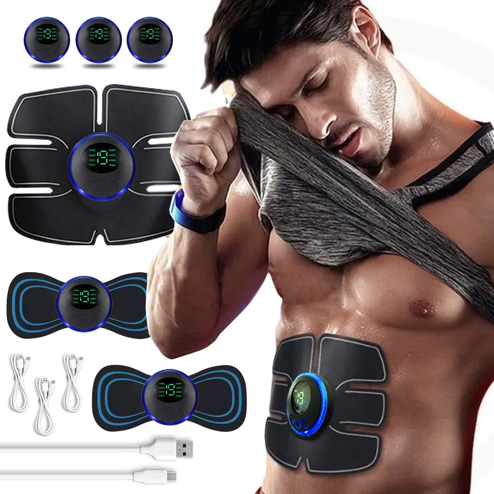Kit Estimulador Muscular Smart Fitness EMS Electrodos Recargable USB