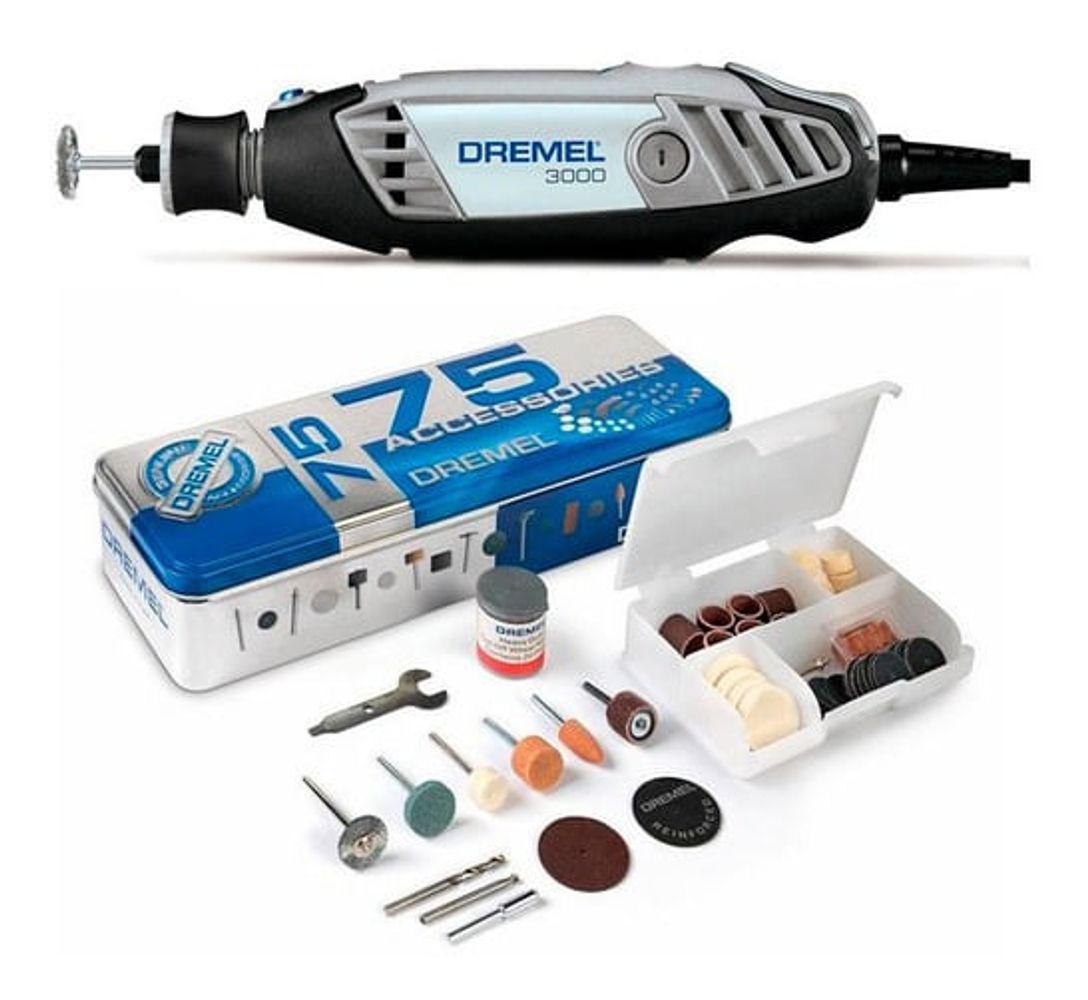 Minitorno Dremel 3000 + Set 75 Accesorios En Lata Tecnofast