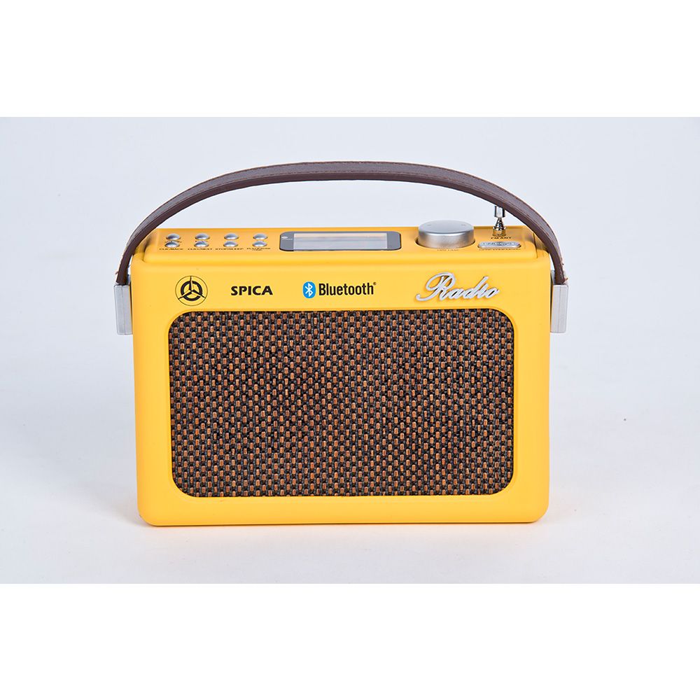 Radio Vintage Parlante Bluetooth Portatil Spica Sp240 Am/fm Color Amarillo
