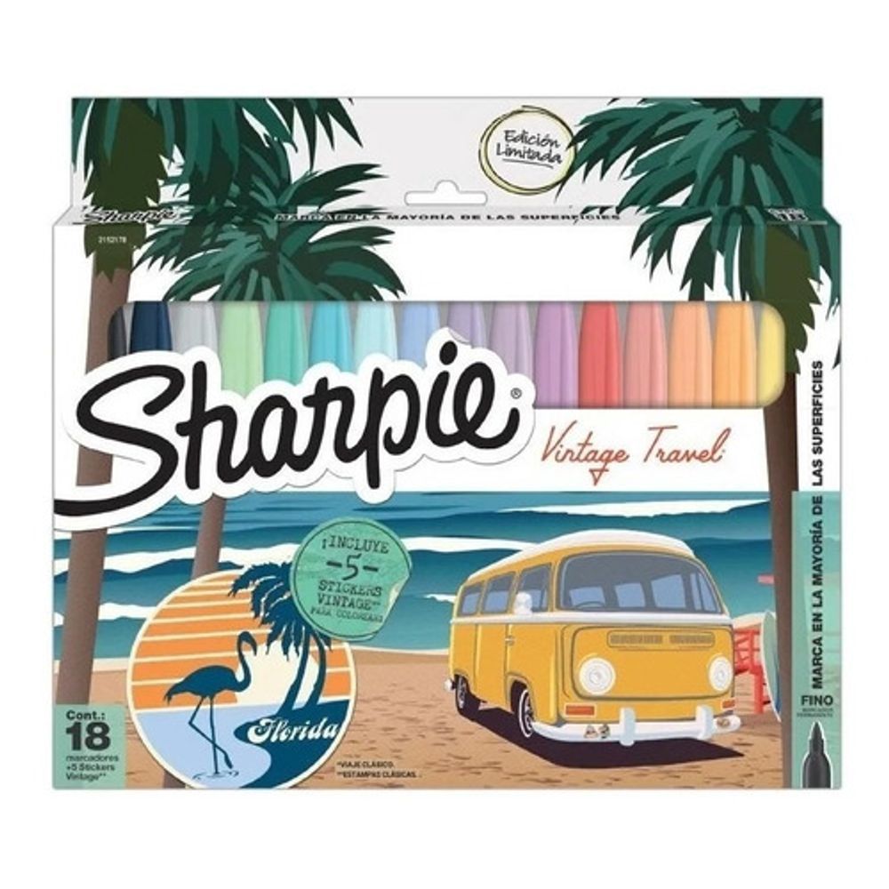 Marcadores Sharpie - Vintage 18 Colores Pastel + 5 Stickers