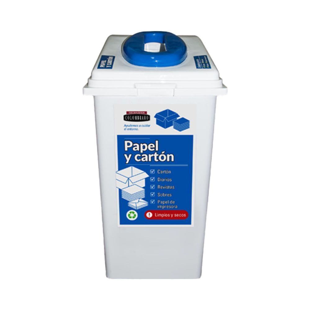 Tacho Azul Tacho Basura Papel y Cartón 60 Lts Azul - Colombraro