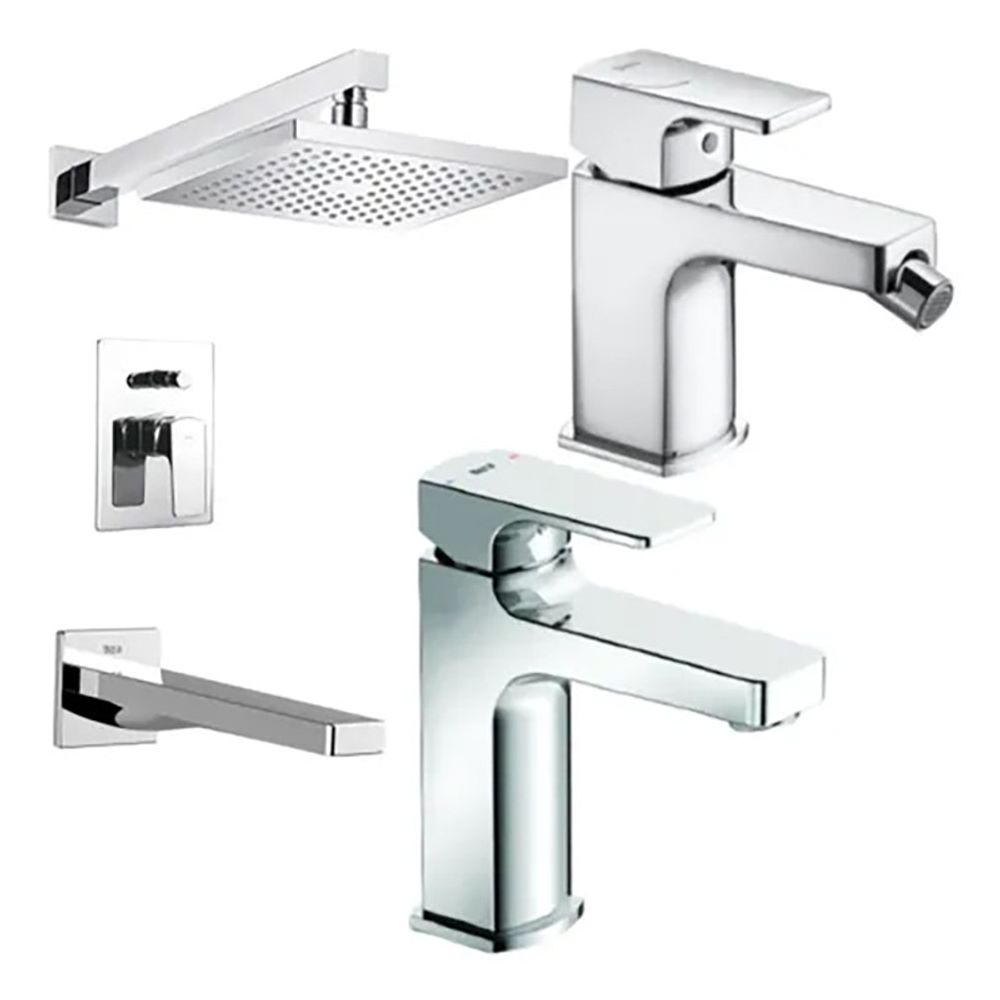 Combo griferia Roca Escuadra Lavatorio+Ducha Emb C/T+Bidet