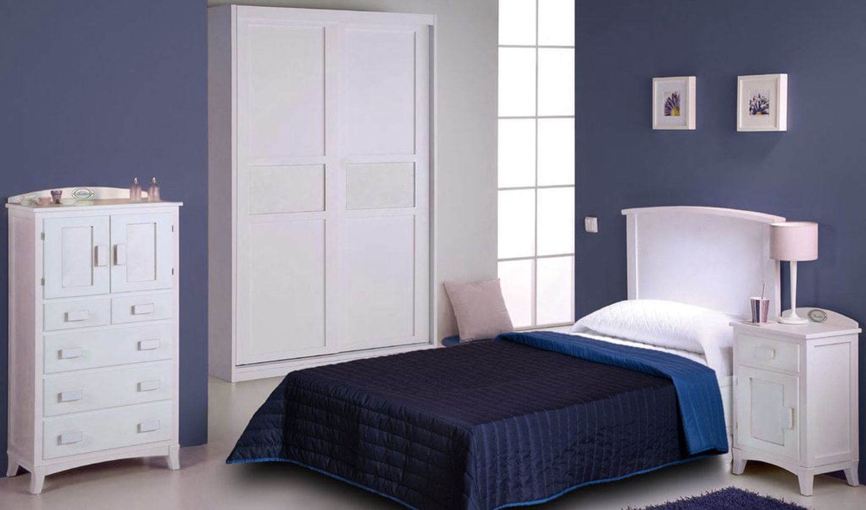 Cubrecama Linea Colors Reversible - Azul/Azul - 1 1/2 Pza