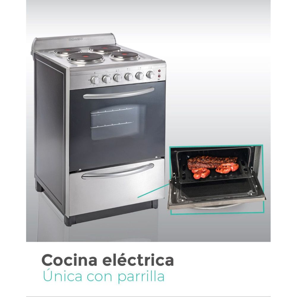 Cocina Eléctrica Domec Cexg 56 Cm Acero Inoxidable Únicos Modelos Con Parrilla 6309