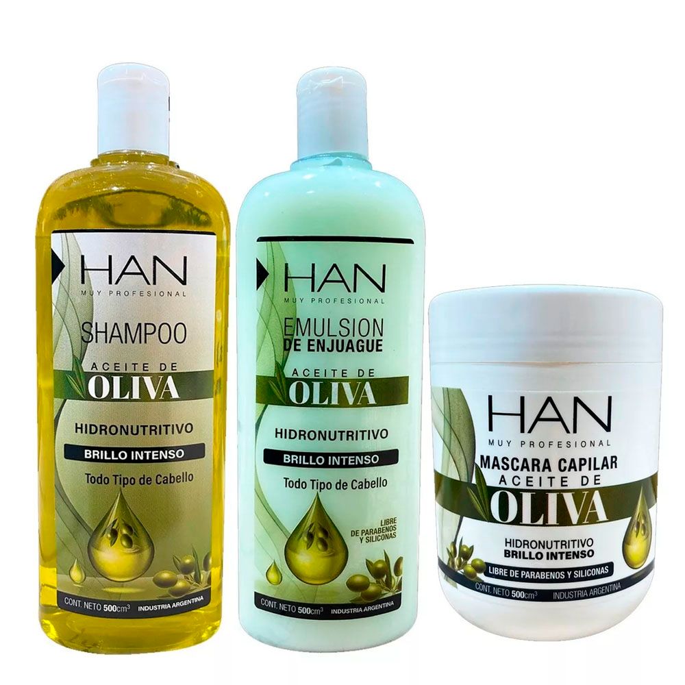 Han Shampoo + Acondicionador + Mascara Aceite De Oliva 500ml