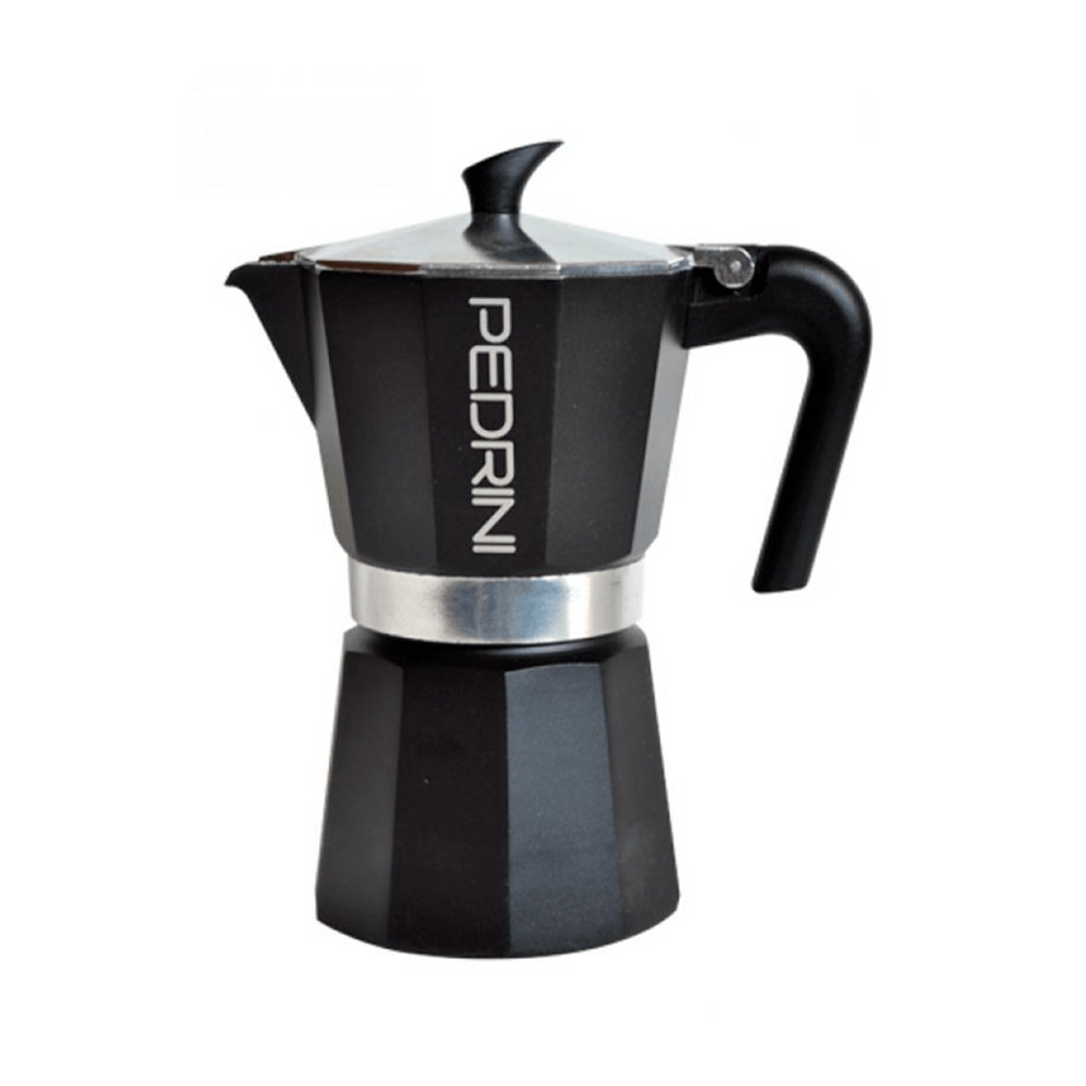 Cafetera Italiana De 6 Tazas QUTTIN, Aluminio Negro Con Fondo Para Inducción, Café Tradicional