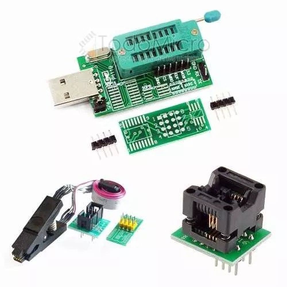 Combo Programador USB Ch341a + Pinza + Cable + Adapt. Soic8 150mil