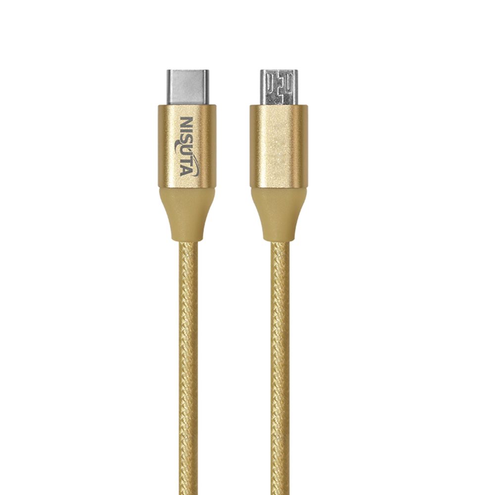 Cable Usb C A Micro Usb De M De A Con Malla De Tela Dorada Nisuta Nscuscmi