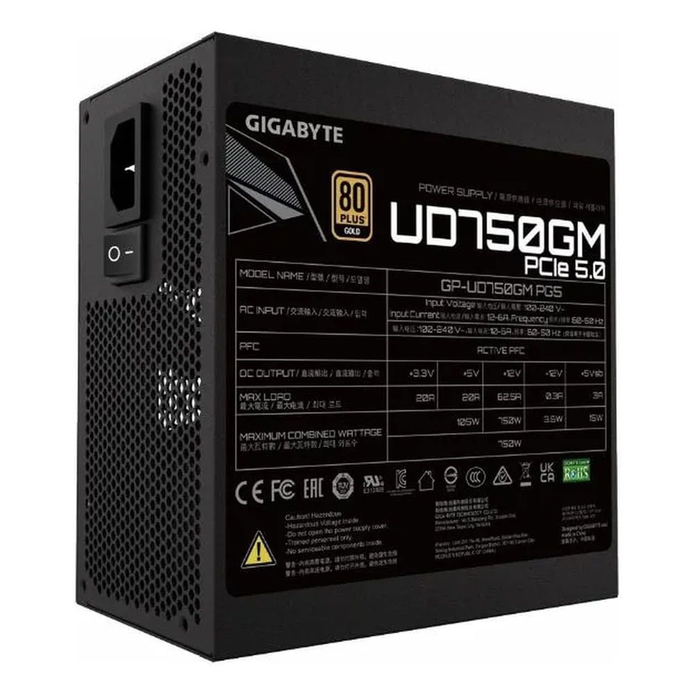 Fuente De Poder Gigabyte Ud750gm80 Gold 750w Gp-ud750gm Pg5 | Insumos