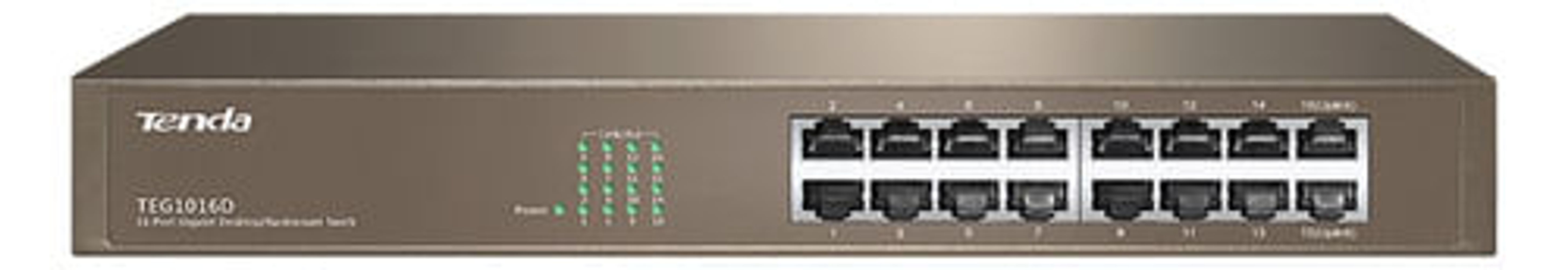 Switch Di Rete Tenda TEG1016G 16 Porte Gigabit 10/100/1000 – Nuovo, Plug And Play