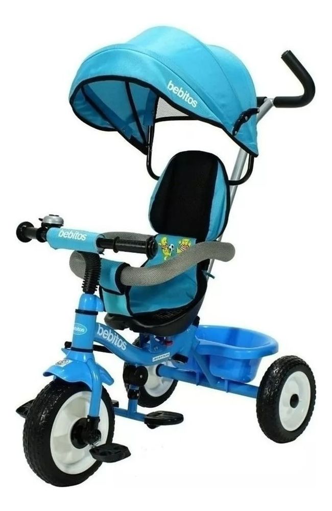 Triciclo Con Capota Y Manija Azul Xg-6419a 1368 Bebitos
