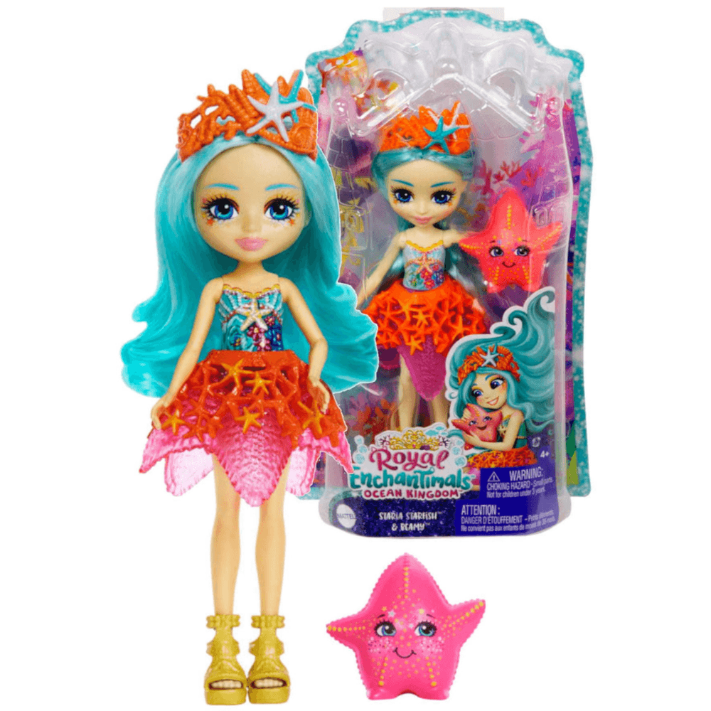 Enchantimals Puppe – Staria Starfish & Beamy, 15 Cm, Mit Abnehmbarem Rock & Krone, Spielzeug Für Kinder Ab 3 Jahren