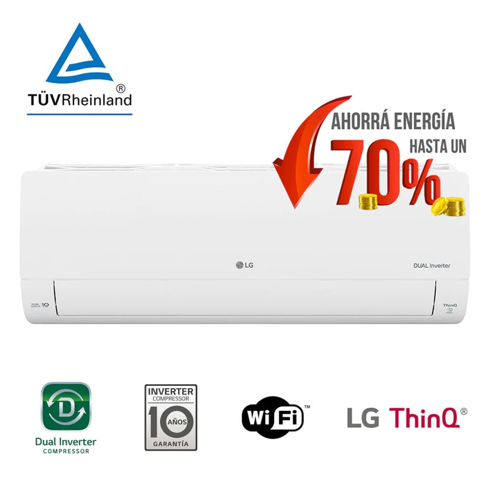 Aire Acondicionado Lg Inverter Dualcool Wifi Fríocalor 6000 Frigorías S4 W24k231e 1587