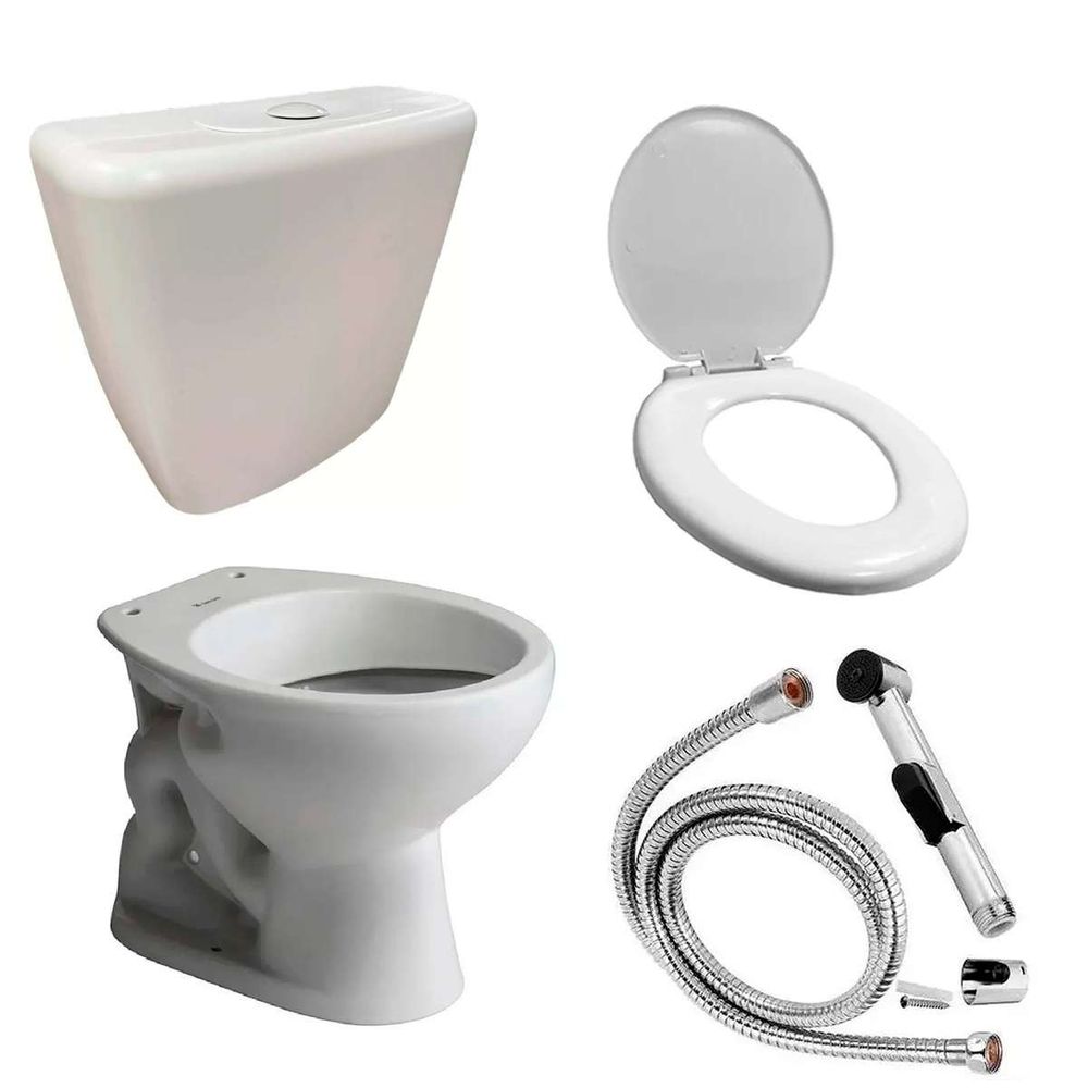 Combo Inodoro ferrum Mochila Pvc Asiento Pvc Bidet Gatillo