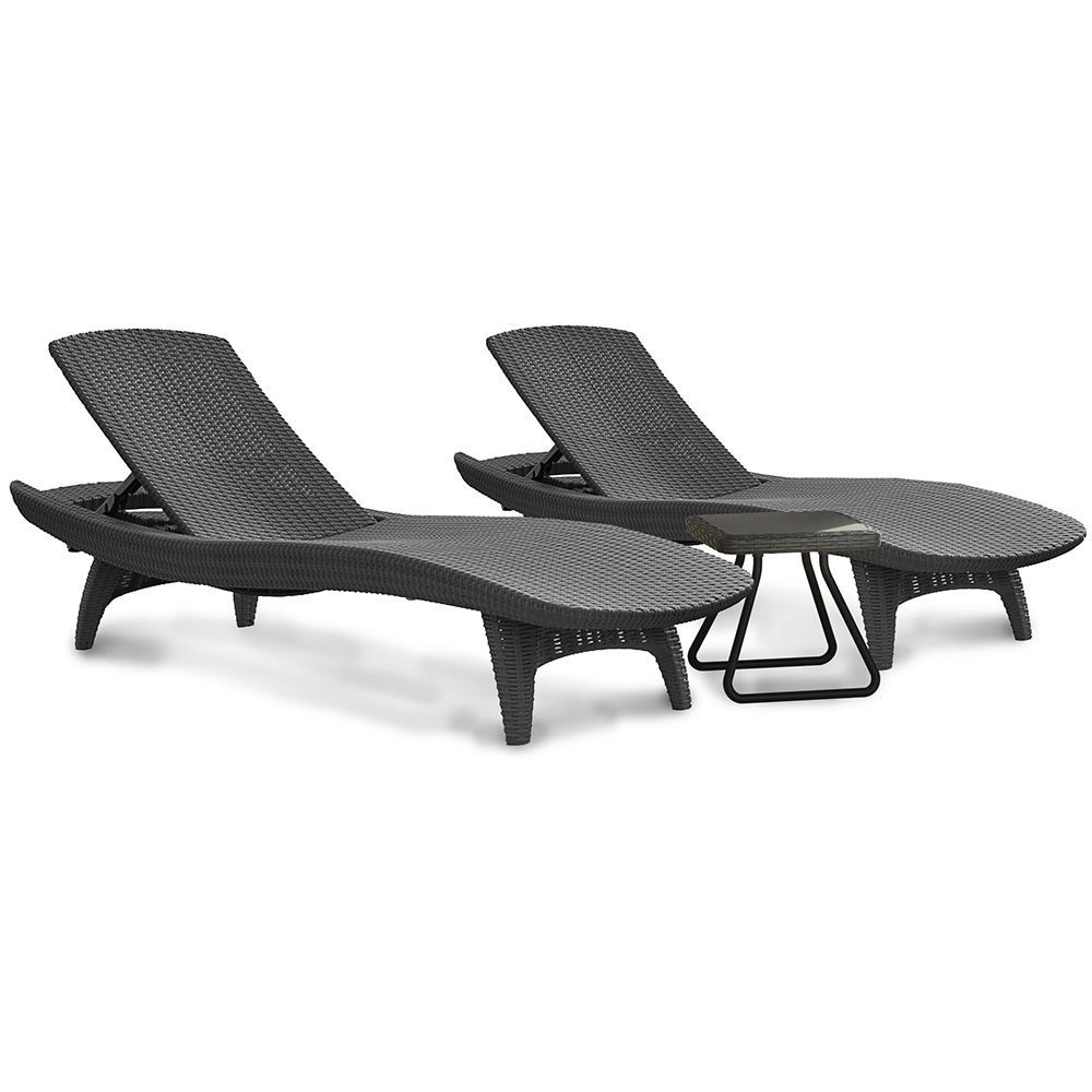 Juego De Reposeras Y Mesa Keter Pacific Sun Lounger Gris
