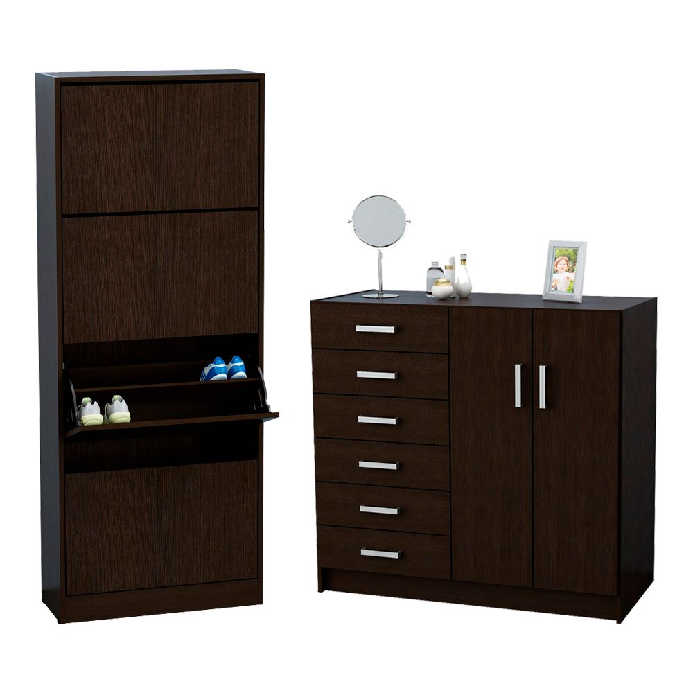 Chifonier Cajonera más Organizador de Zapatos Botinero Wengue