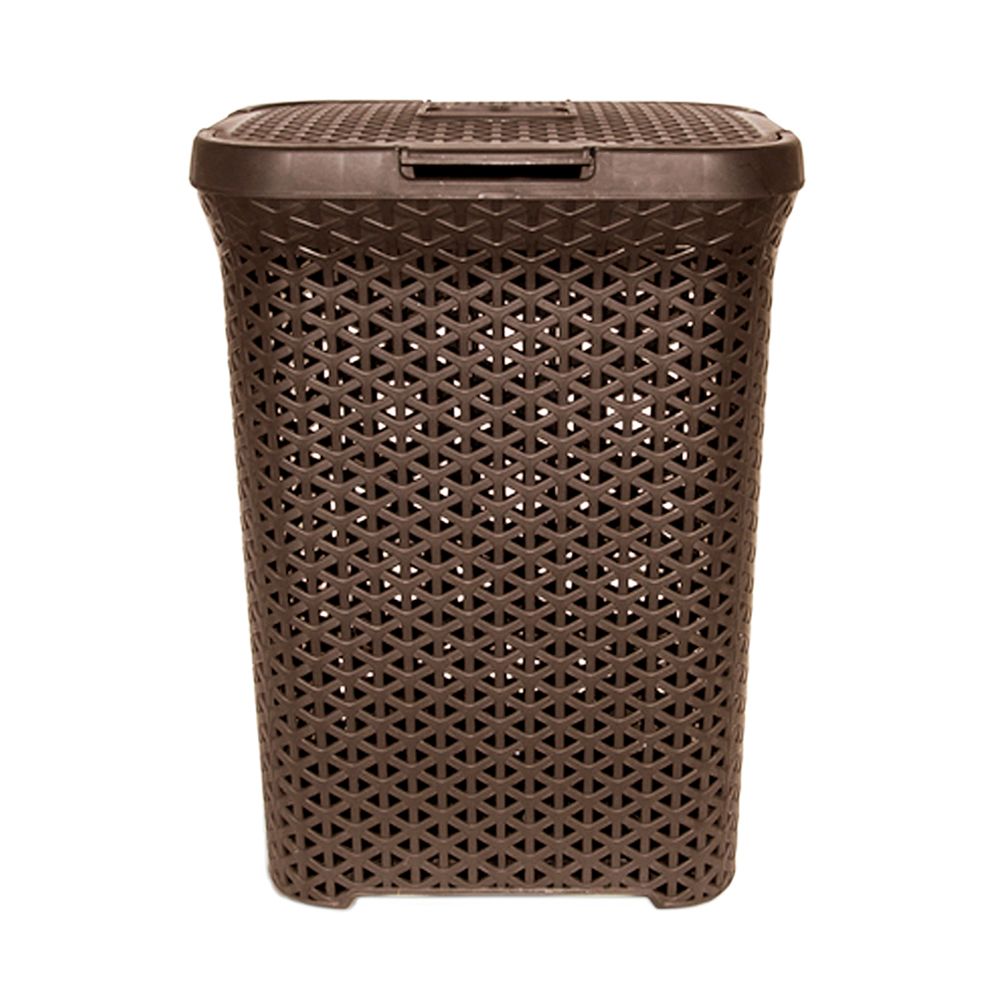 Cesto para Ropa Sucia Ratán Mediano 30 Lts Marrón Colombraro