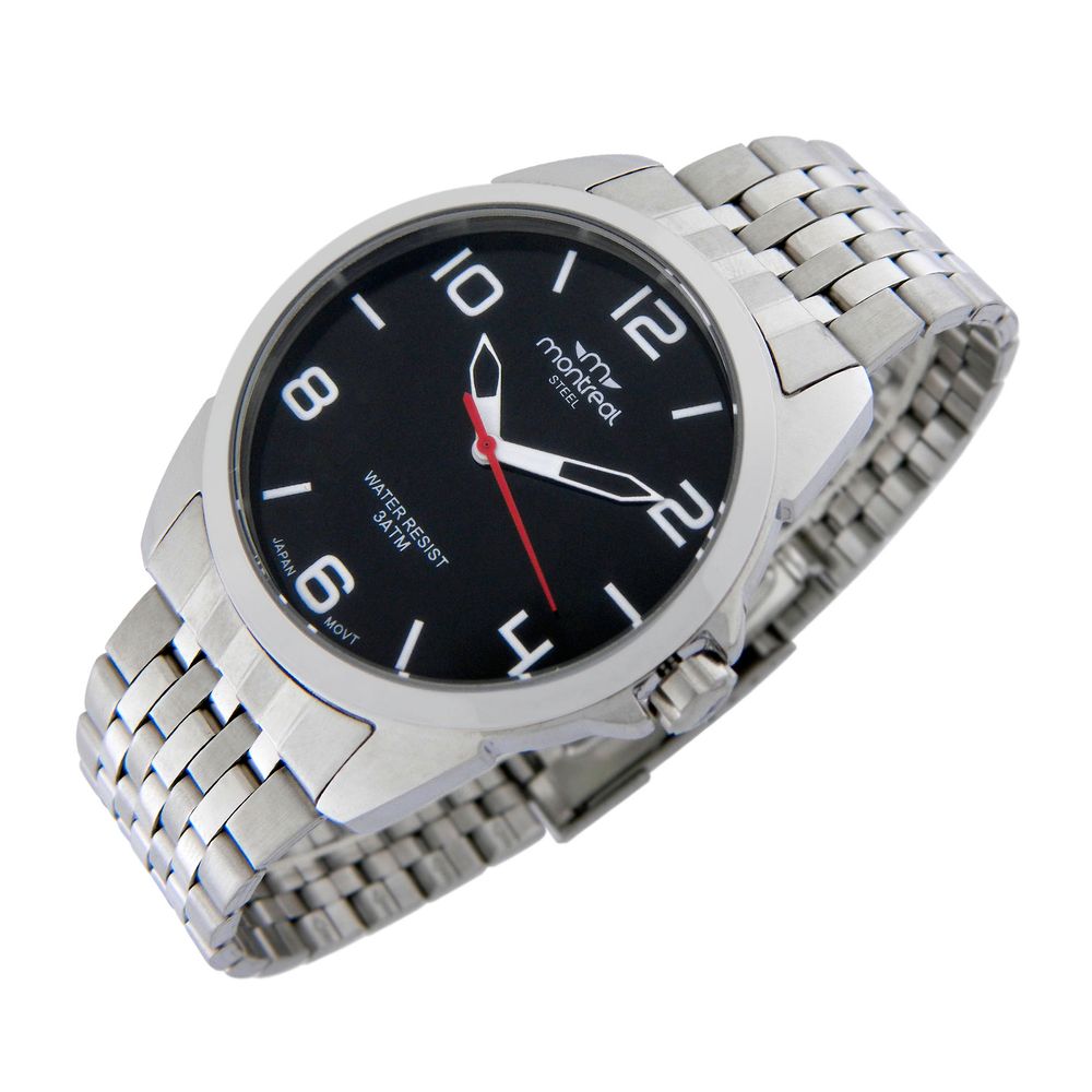 Reloj negro Montreal acero