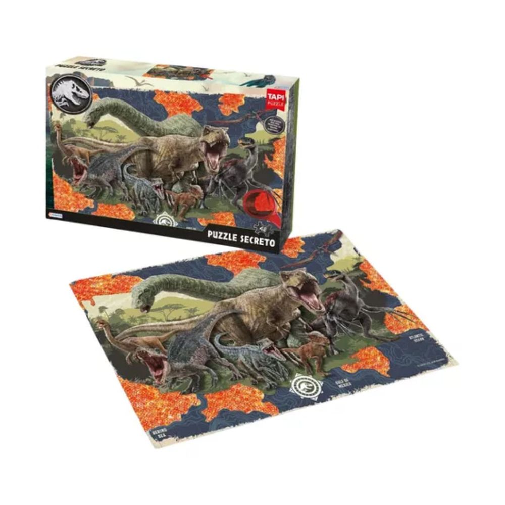 Puzzle Secreto Con Lupa 48 Piezas - Tapimovil Jurassic world