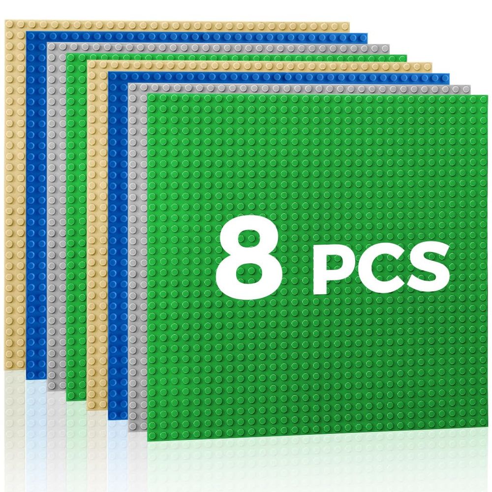 Etarnfly 8 Plaques De Base 25x25 Cm – Compatibles Avec Les Grandes Marques – Gris, Vert, Bleu, Blanc – Pour Blocs De Construction 3 Ans+