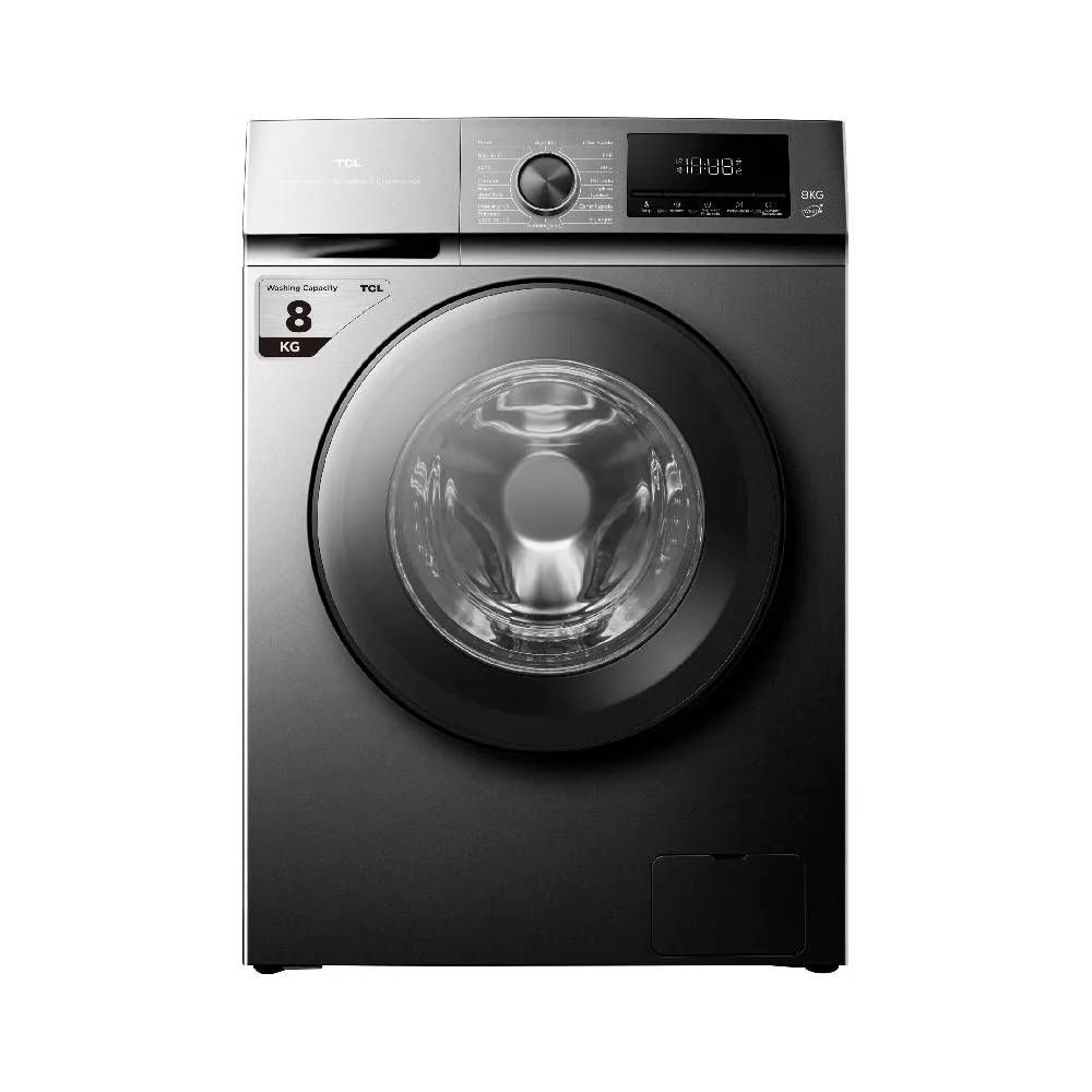 Lavarropas TCL 8kg 1400rpm Inverter EFFIWASH carga frontal gris gtia 12m. 2